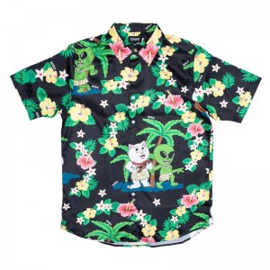 Ripndip Aloha Nerm Kort Sleeve Button Up T-shirts Zwart | NLAP2114