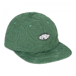 Ripndip Barry Bonds 6 Panel Gewatteerd Strapback Hoeden Diepgroen | NLMA2051