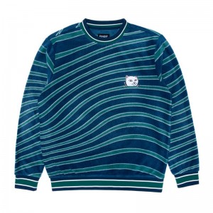 Ripndip Dizzy Nermal Polar Fleece Crewneck Truien Donkerblauw Turquoise | NLNB2154