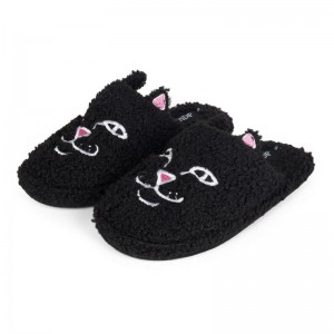 Ripndip Jerm Face Fuzzy House Pantoffels Zwart | NLIS2007