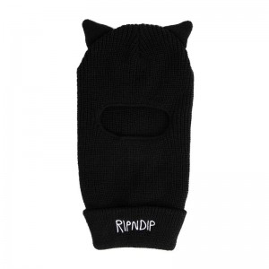 Ripndip Jermal Ears Geribbeld Balaclava Muts Zwart | NLXF2098