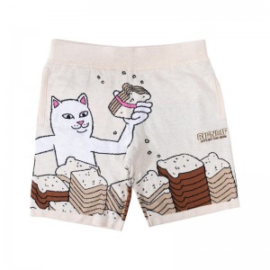 Ripndip Lets Get this Bread Knit Korte Broek Beige | NLLH2463