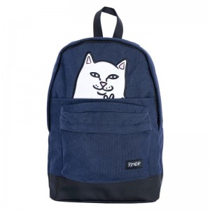 Ripndip Lord Nermal Klittenband Hands Corduroy Rugzak Donkerblauw | NLYU2748