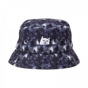 Ripndip Lord Nermal Tie Dye Bucket Hoed Zwart Lichtturkoois | NLEX2080