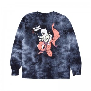 Ripndip Master Nermal San Lange Mouwen Zwart Lichtturkoois | NLMA2456