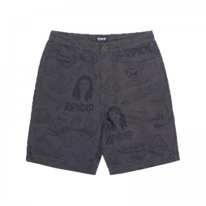 Ripndip Nerm Doodle Twill Korte Broek Chocola | NLEX2184