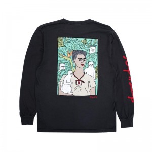 Ripndip Nermal Portrait L/S Lange Mouwen Zwart | NLKI2438