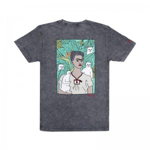 Ripndip Nermal Portrait Overhemd Grijs Lichtturkoois | NLPQ2316