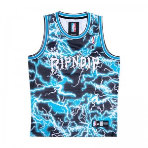 Ripndip Nikola Basketball Jersey Zwart Blauw | NLSO2470