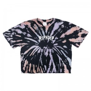 Ripndip Nikola Crop Overhemd Zwart Koraal Paars | NLHK2301