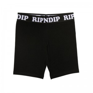 Ripndip Peeking Nermal Biker Korte Broek Zwart | NLOR2164
