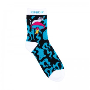 Ripndip Psychedelic Mid Sokken Blauw Zwart | NLYU2677