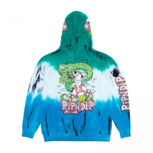 Ripndip Sensai Embroidered Hoodie Blauw Groen Strepen | NLNB2587