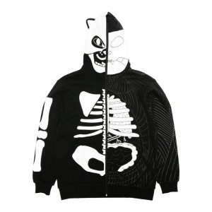 Ripndip Skelly Anatomy Full Zip Hoodie Zwart Wit | NLWY2532