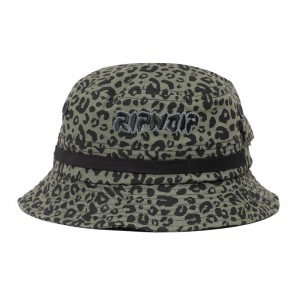 Ripndip Spotted Katoenen Twill Bucket Hoed Olijfgroen | NLRW2081