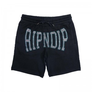Ripndip Summer Revenge Rhinestone Sweat Korte Broek Zwart | NLNB2180