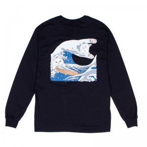 Ripndip The Great Wave Of Nerm Lange Mouwen Zwart | NLFM2442