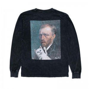 Ripndip Van Nermal L/S Lange Mouwen Zwart Lichtturkoois | NLLH2437